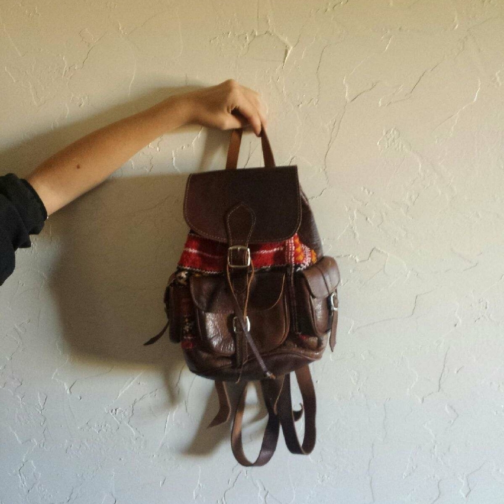 Leather southwestern backpack